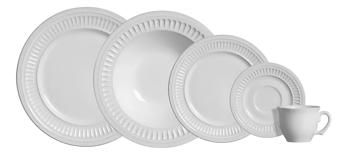 Aparelho de Jantar 20 peças Branco Poppy de Cerâmica - Scalla Cerâmica