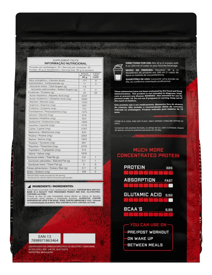 Whey Protein Concentrado 1kg Morango Dark Lab