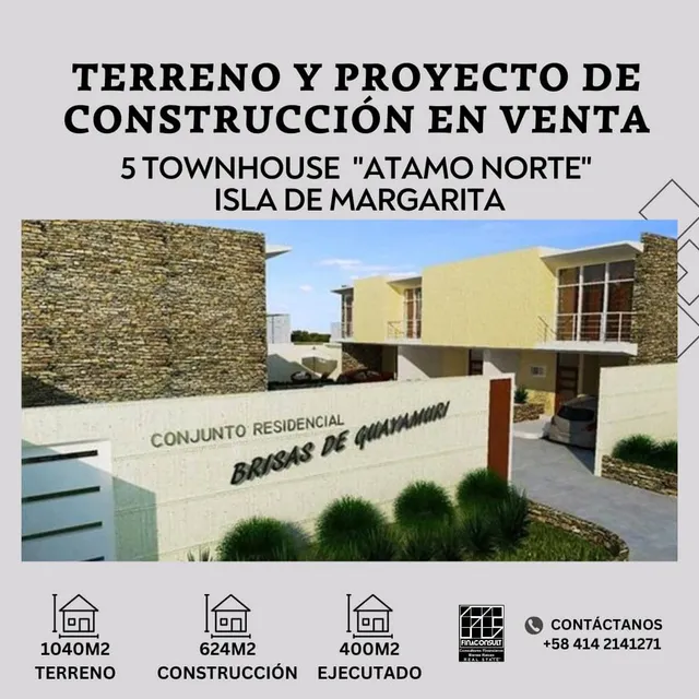 Venta De Proyecto En Construccion De 5 Townhouses Con 60 Por Ciento Construidos Atamo Norte A Cinco Minutos Del Sambil Isla De Margarita 