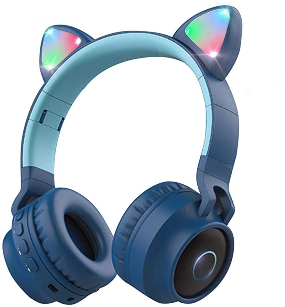 Auriculares Con Orejas De Gato Auriculares Bluetooth Luminosos Con Oreja De Gato (azul) | Meses sin