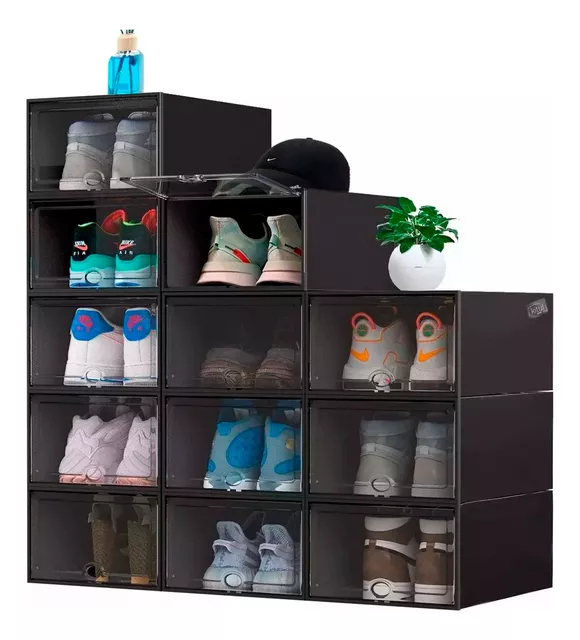  Paquete de 20 cajas de zapatos transparentes apilables, cajas  de zapatos de plástico con tapas, cajas de zapatos de plástico transparente,  contenedores de almacenamiento resistentes para zapatos, almacenamiento de  tenis, ahorra