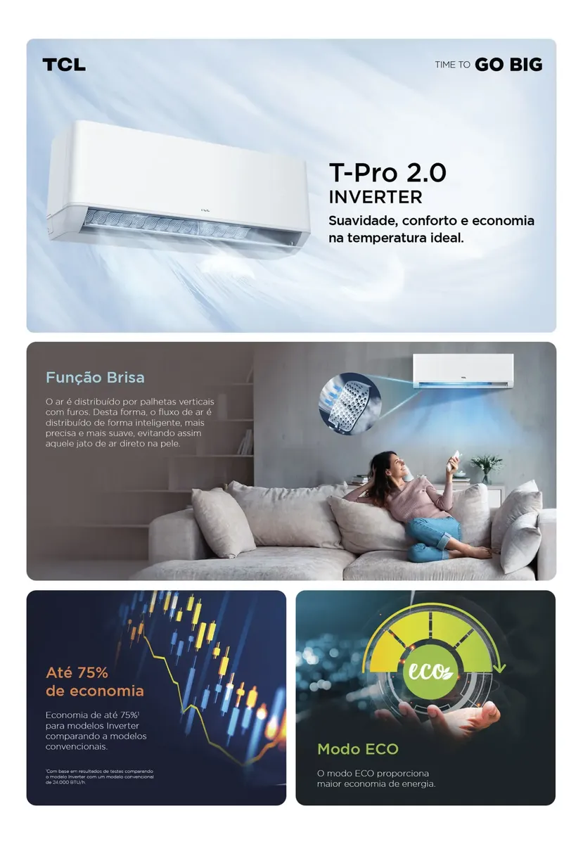 Ar Condicionado Split Hw Tcl T-pro 2.0 Inverter 12k F 220v — foto 3 de 8