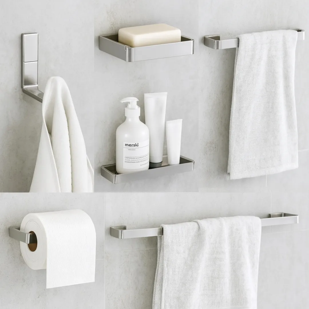 Kit Acessórios Para Banheiro 6 Peças Cromado Prata Polido Cromado