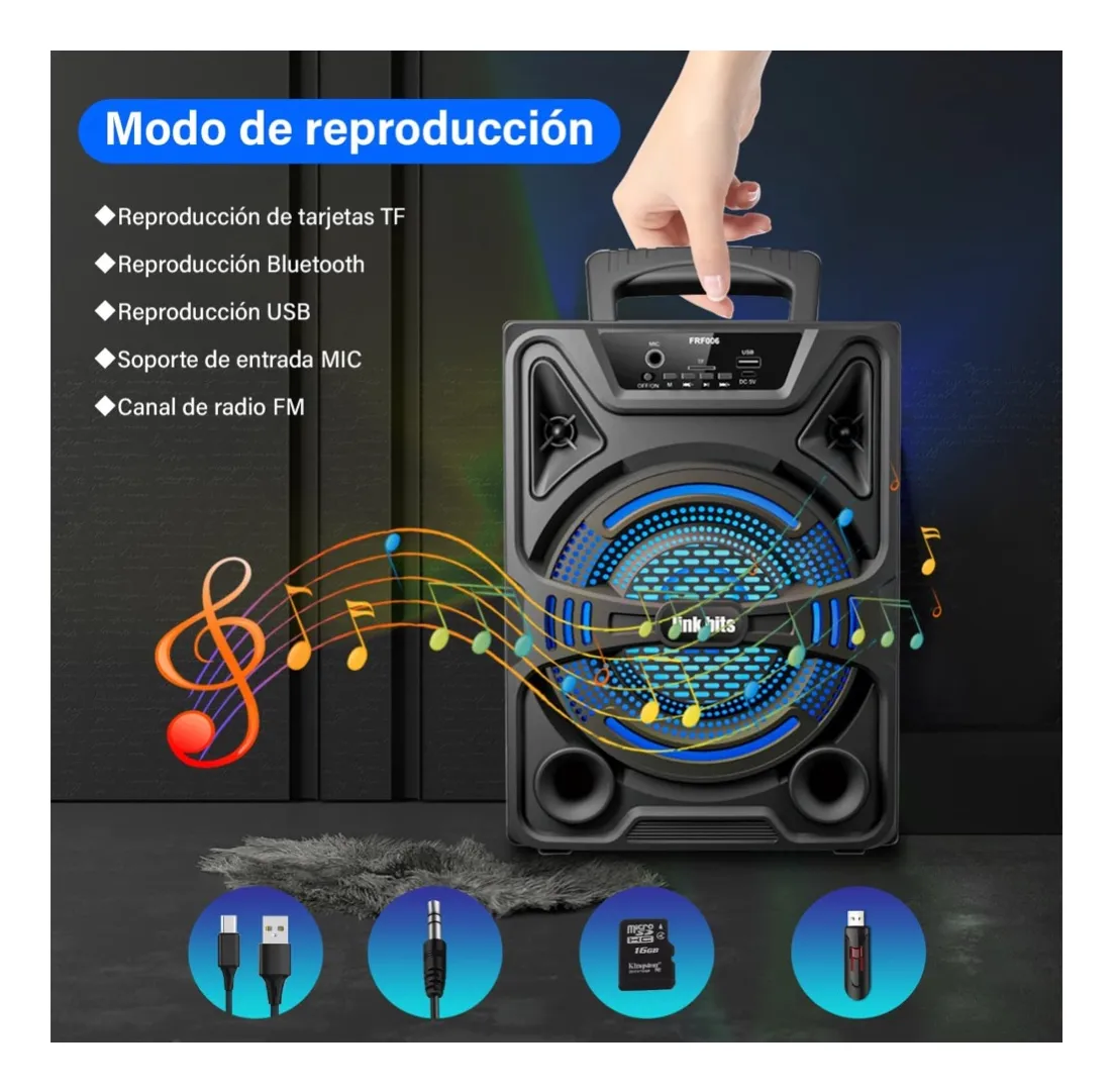 Imagen 4 de 6 de Bocina Bluetooth 8 Pulgadas Link Bits Va880t Usb Sd Fm Tws