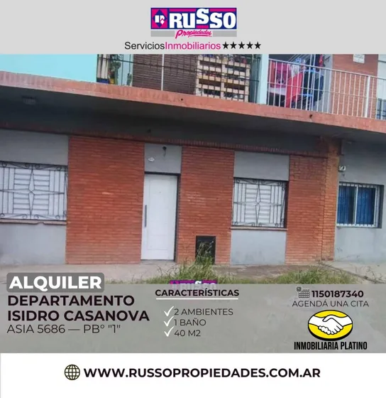 Alquiler Departamento 2 Ambientes Isidro Casanova