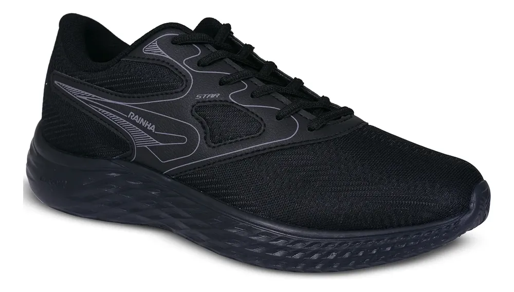 Tênis Casual Rainha Star Unissex Caminhada Academia Original Preto/preto Lisa 40