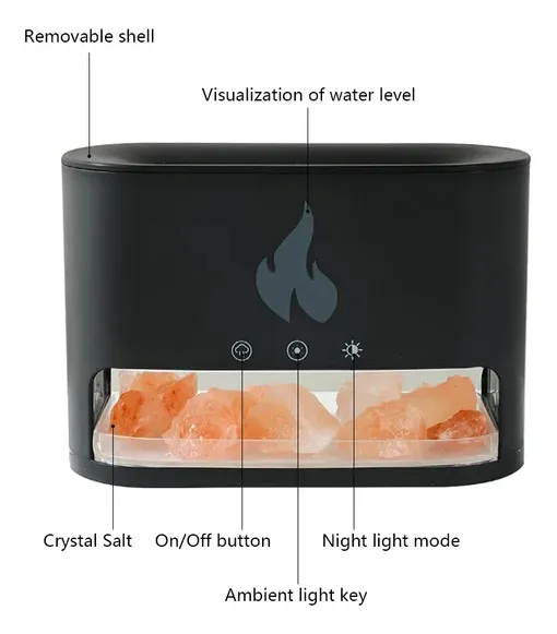 Humificador Difusor De Aromas Efecto Piedras Chimenea Fuego