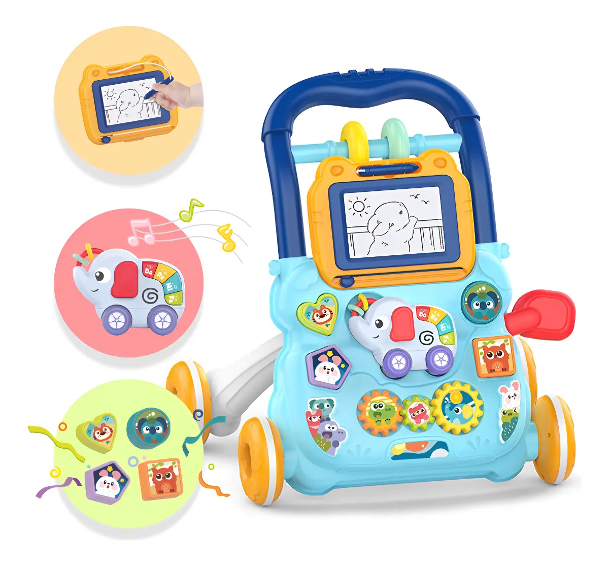 Andador Empurrador Infantil Musical Educativo Azul Yuupi
