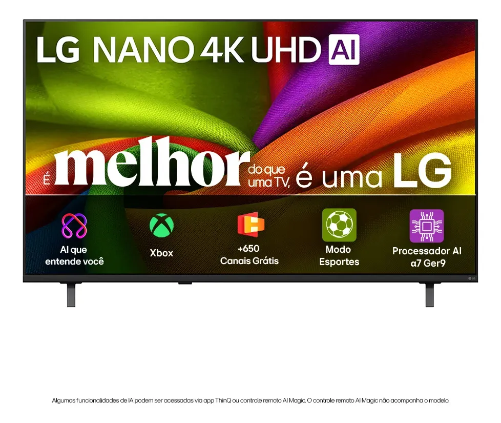 Smart TV 4K 50" LG NANO UHD AI NU850 2026 Processador α7 Ger9 HDR10 Xbox Bluetooth Wi-Fi AI Search Google Gemini webOS 26 - 50NU850BPSA