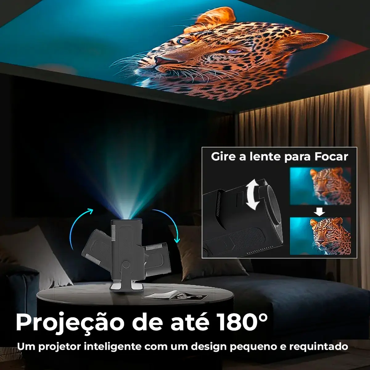 Projetor Hy320 Smart Tv Cpuh713 Wifi6 4k Android Atual 2026 Vlx - Preto 127/220v
