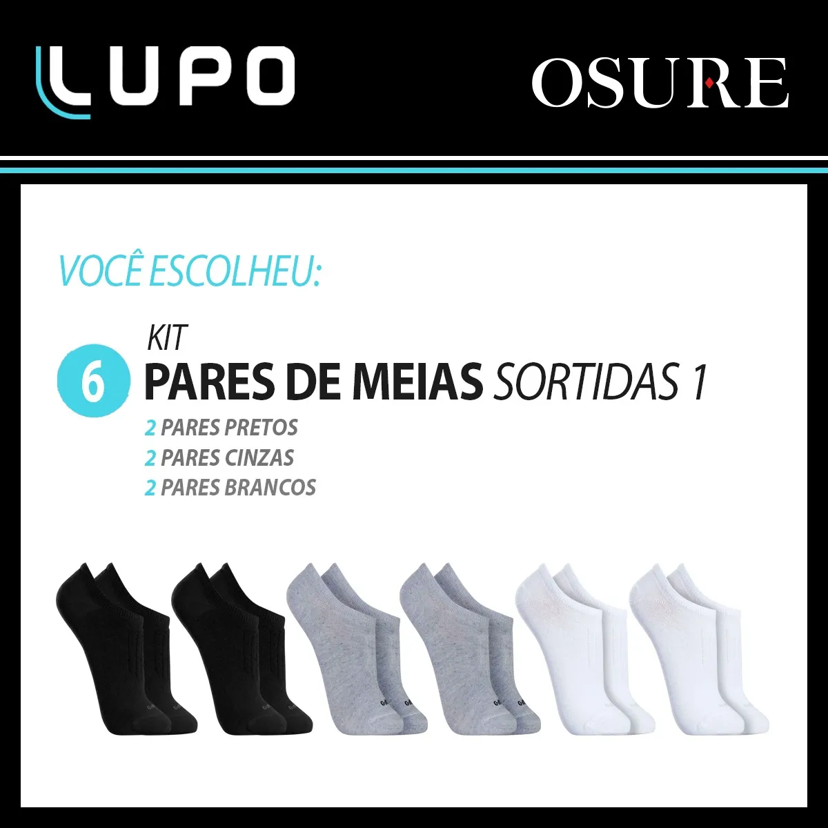 Kit 6 Pares Meias Lupo Sapatilha Invisível Soquete Original