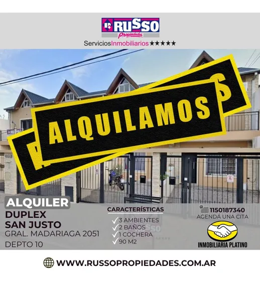 Alquiler Duplex 3 Ambientes Con Cochera- San Justo