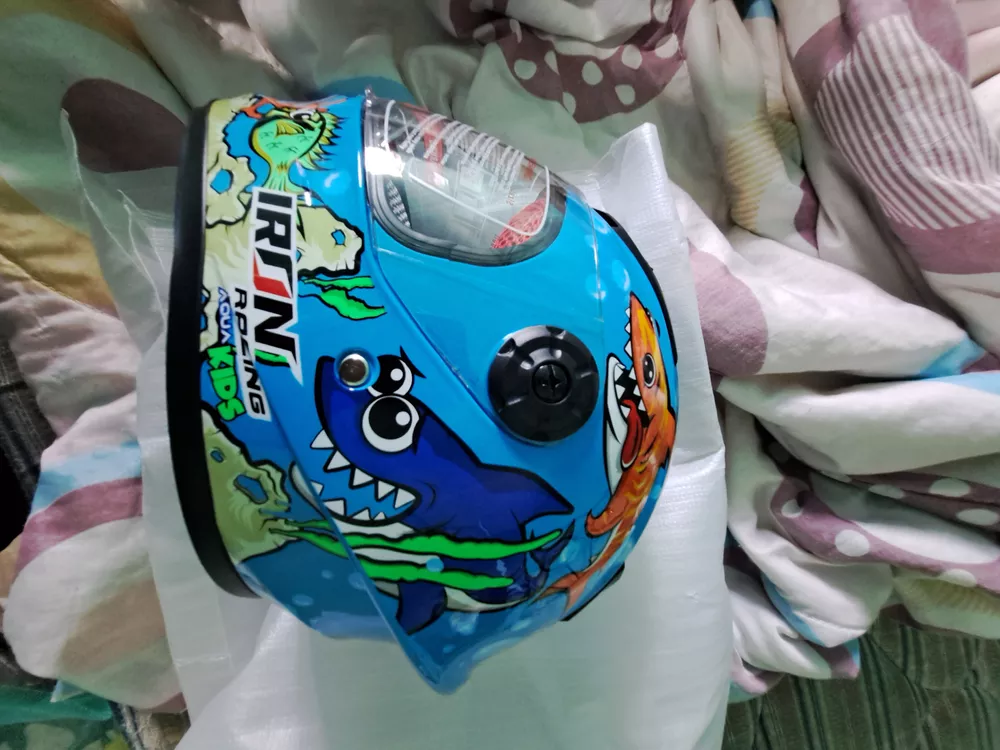 Casco Integral Transp Para Niño Niña Aqua Dot Azul Tiburon