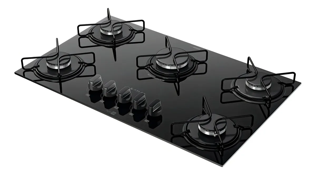 Cooktop 5 Bocas A Gás Atlas Agile Up Mega Chama Preto - Imagem 4