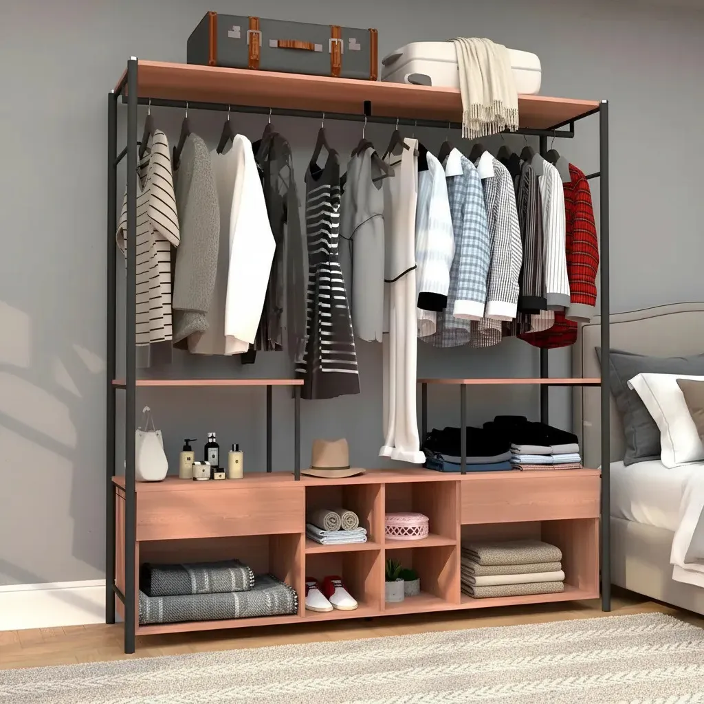 Guarda Roupa Casal Closet Modulado Barcelona Preto/Demolição