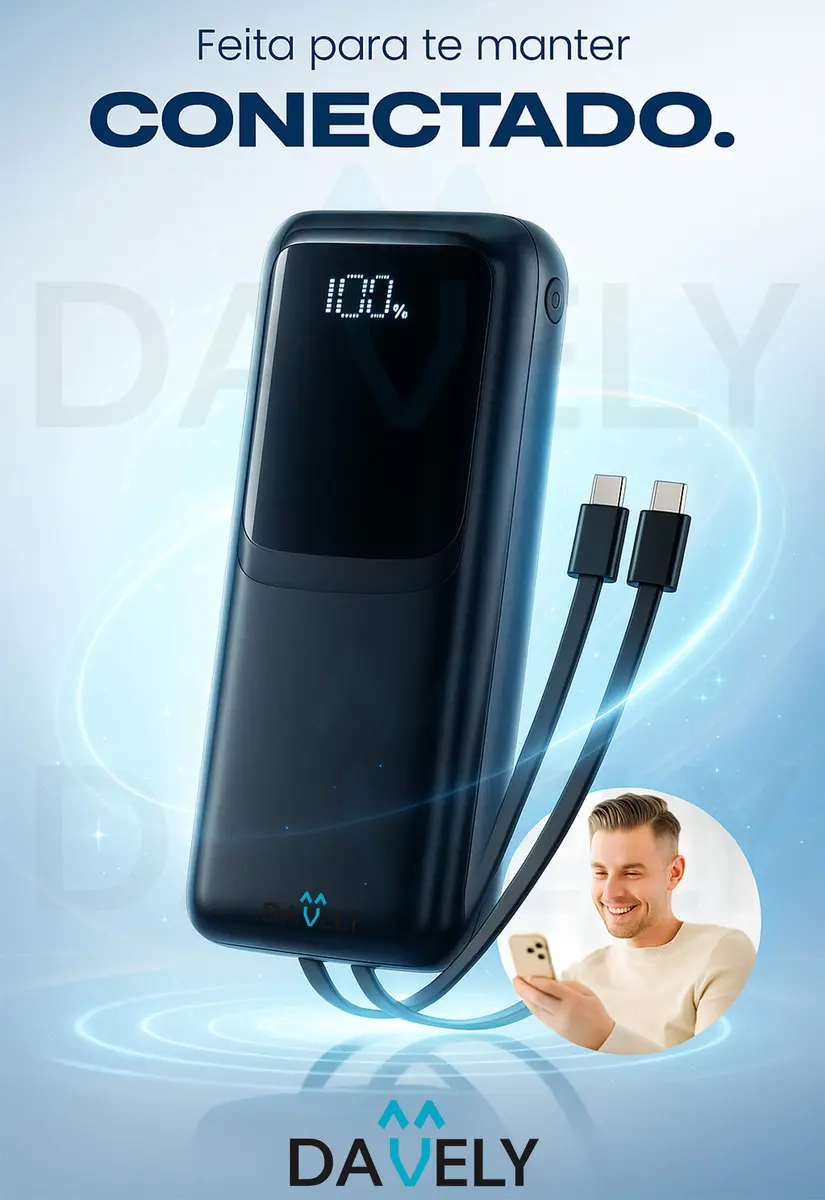 Power Bank 20.000mah 22.5w Carga Rápida Com Display Digital Carregador Portátil Carga Rápida Premium Compatível Com... Preto/branco (modelo1)