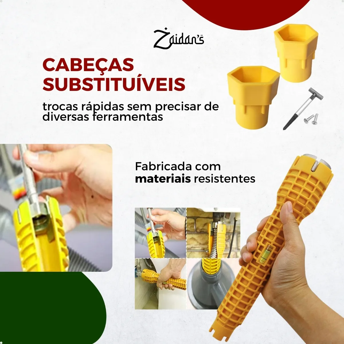 Chave Hidráulica Para Pias Canos e Torneira Com Nível 8 Em 1 Ferramentas Profissional Multifuncional Para Manutenção De Pia Banheiro Cozinha Marca Zaidan's - Imagem 4