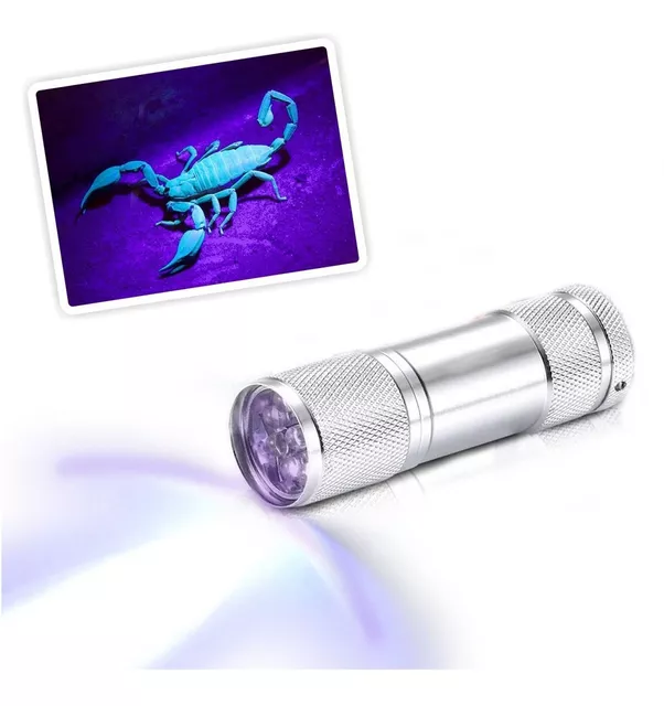 Linterna LED ultravioleta de doble luz, 5 modos, linterna UV con