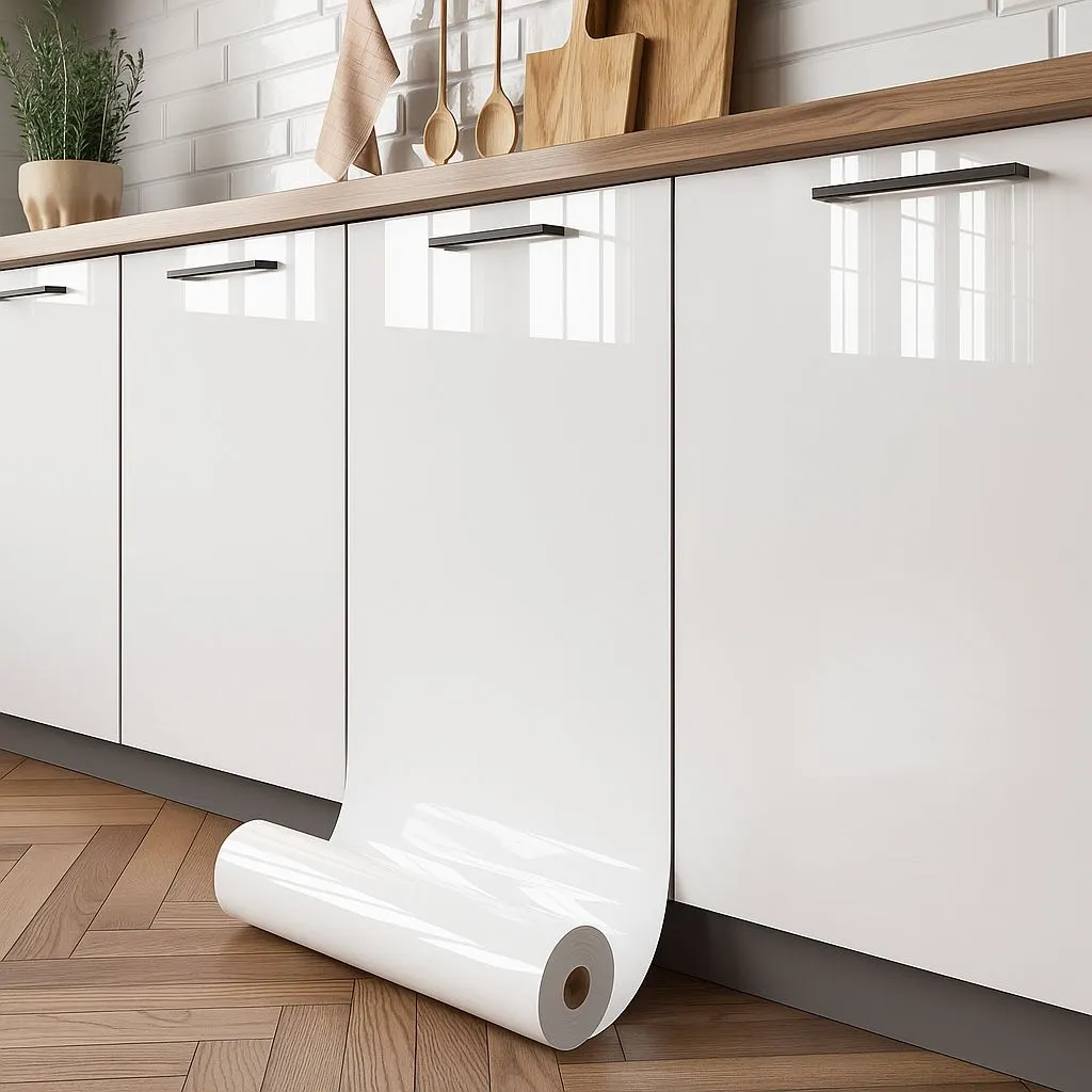 Papel adesivo vinil branco com textura lisa