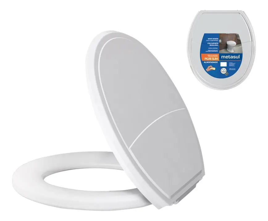 Metasul Assento Sanitário Almofadado Basico Oval Universal Slim Cor Branco