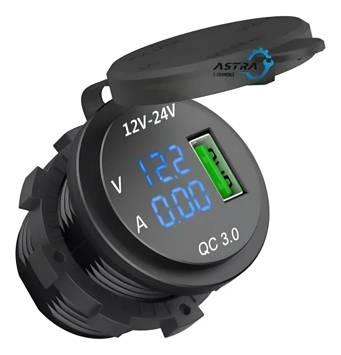 Carregador Usb Automotivo Qc 3.0 Voltimetro Amperimetro