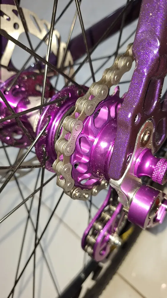 Kit Single P/ Freeride Cassete Tanke Cog 18 Dentes Roxo Hg