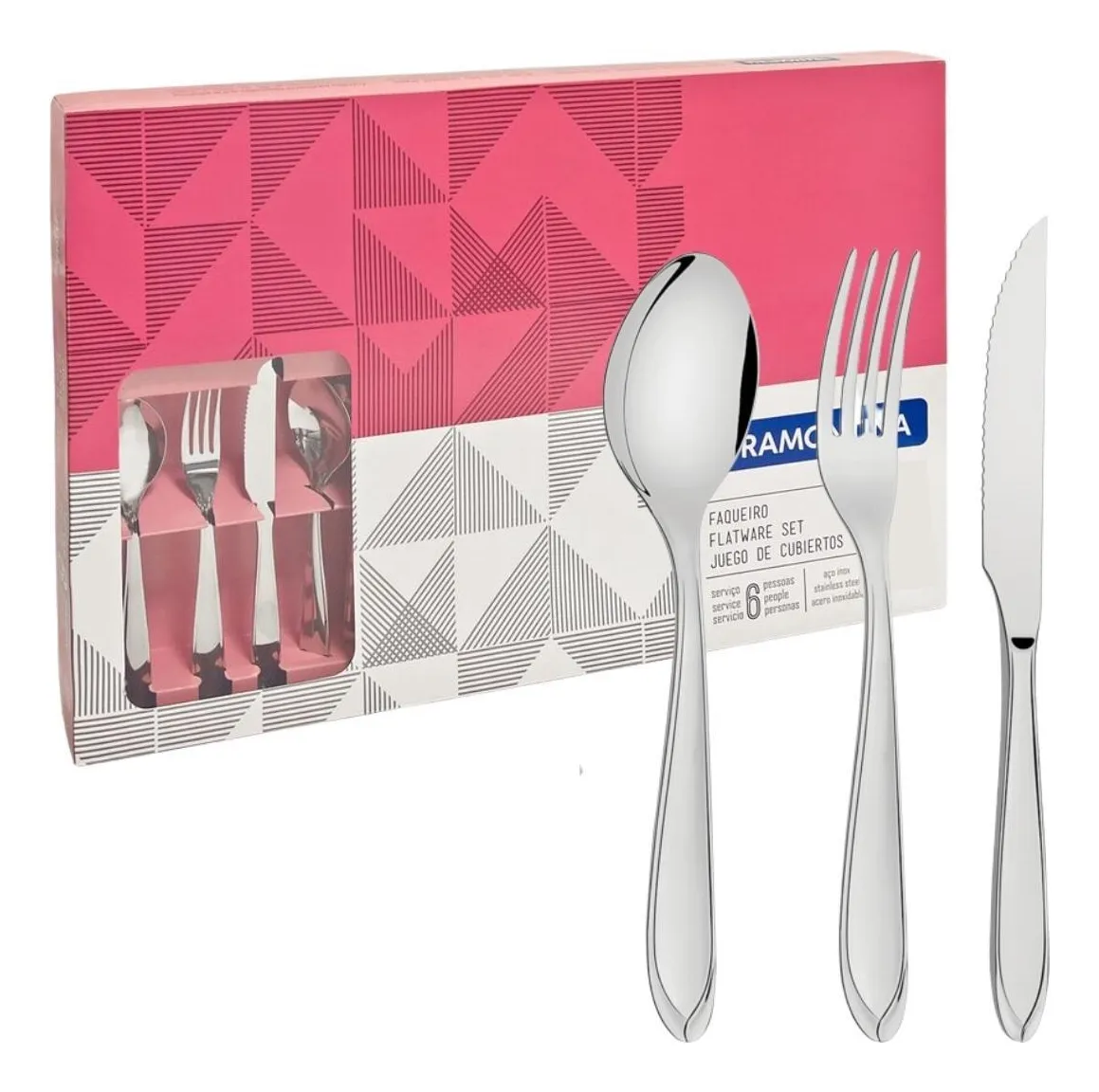 Faqueiro Tramontina Jogo De Talheres 100 Pç Aço Inox Laguna Cor Cinza