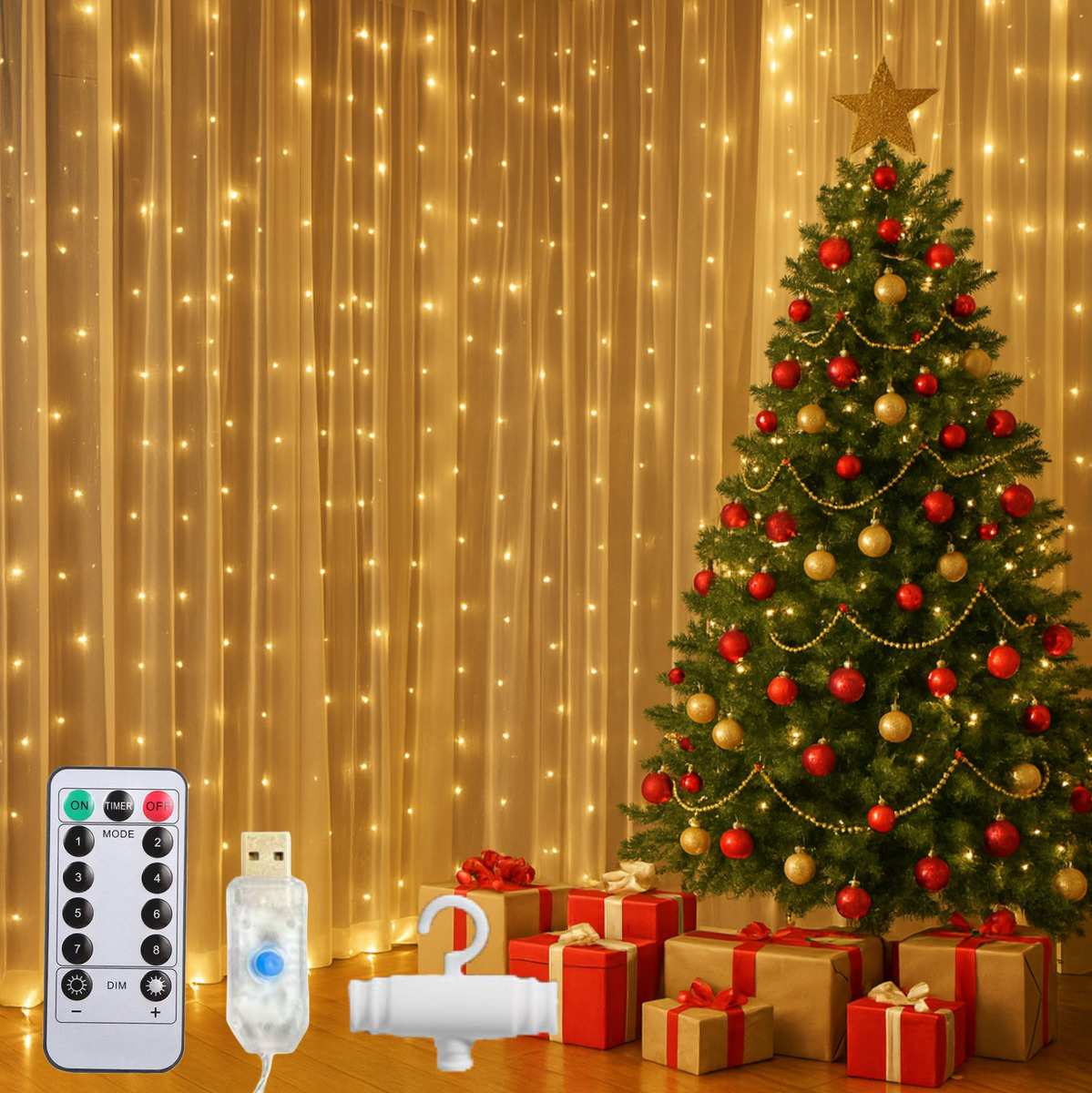 Cortina Led 3×3 Metros Festa Casamento Eventos Natal Ilumina Cortina Led Amarela