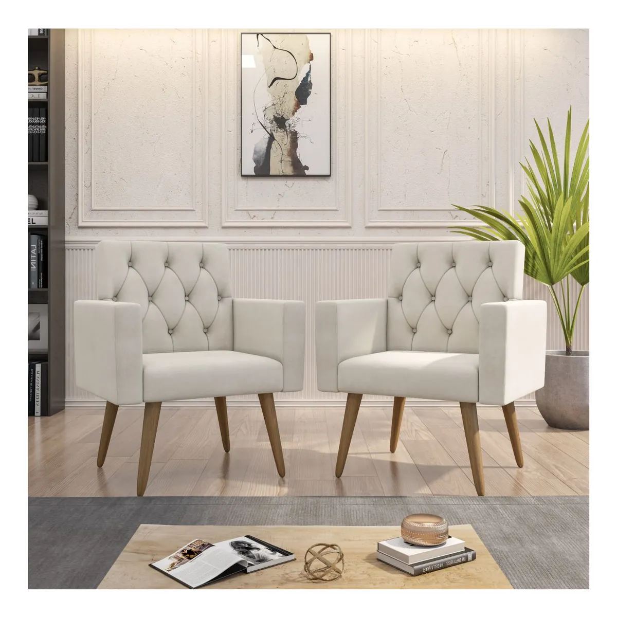 Kit 2 Poltronas Capitonê Sala Escritório Consultório