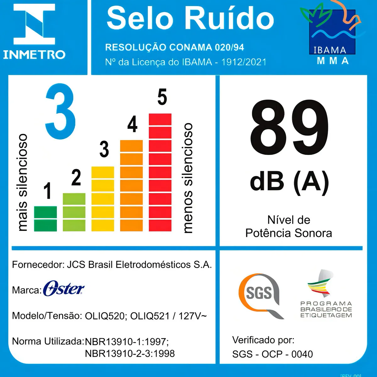 Liquidificador Oster Oliq520 Preto de 1,8L 1250W Jarra De Vidro e Laminas em Inox