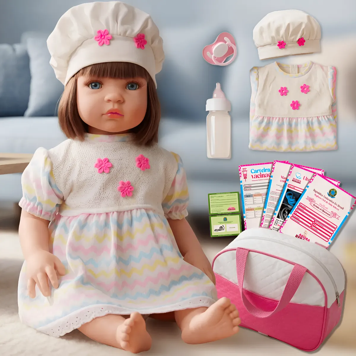 Bebê Reborn Boneca Vinil Siliconado Girafinha Menina Pode Dar Banho