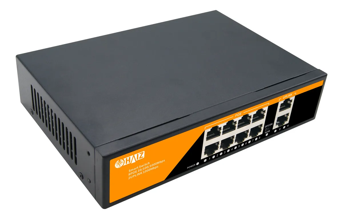 Switch Poe Haiz Com 8 Portas Poe + 2 Portas Up Link Gigabit