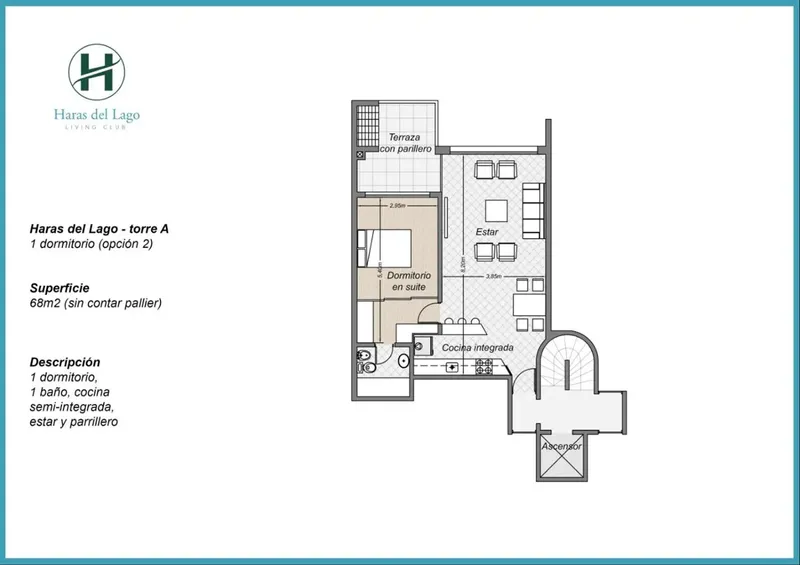 Haras Del Lago Amplio Y Soleado 1 Dorm $ 37.000 Con Garaje Y Terraza Con Parrillero, Coordine Visita