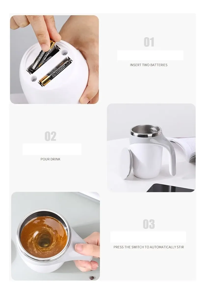 Caneca De Café Giratória Com Misturador Automático, 380ml — foto 3