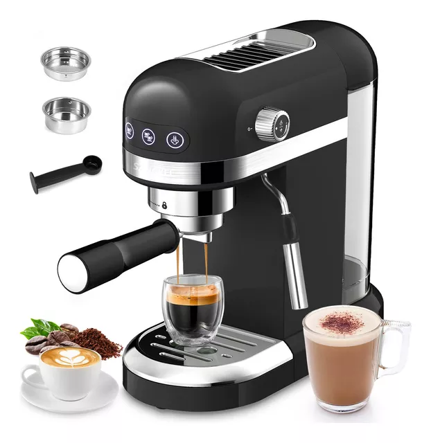  Homtone Máquina de café expreso de 20 bares, máquina de café  expreso de acero inoxidable con espumador de leche para capuchino, café con  leche, máquina de café expreso con pantalla táctil