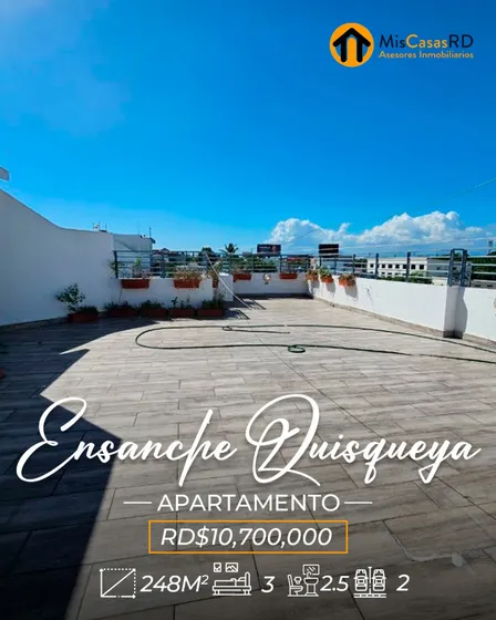Apartamento 4to Nivel Con Terraza En Ensanche Quisqueya