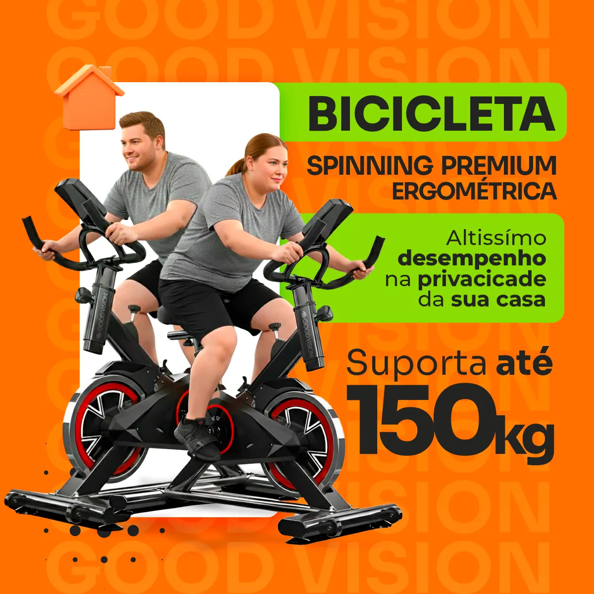 Bicicleta Ergometrica Spinning GoodVision Profissional Para Cardio Fitness Musculação Atividade Física Inercia Cor Preto e Vermelho ate 150kg - Imagem 4