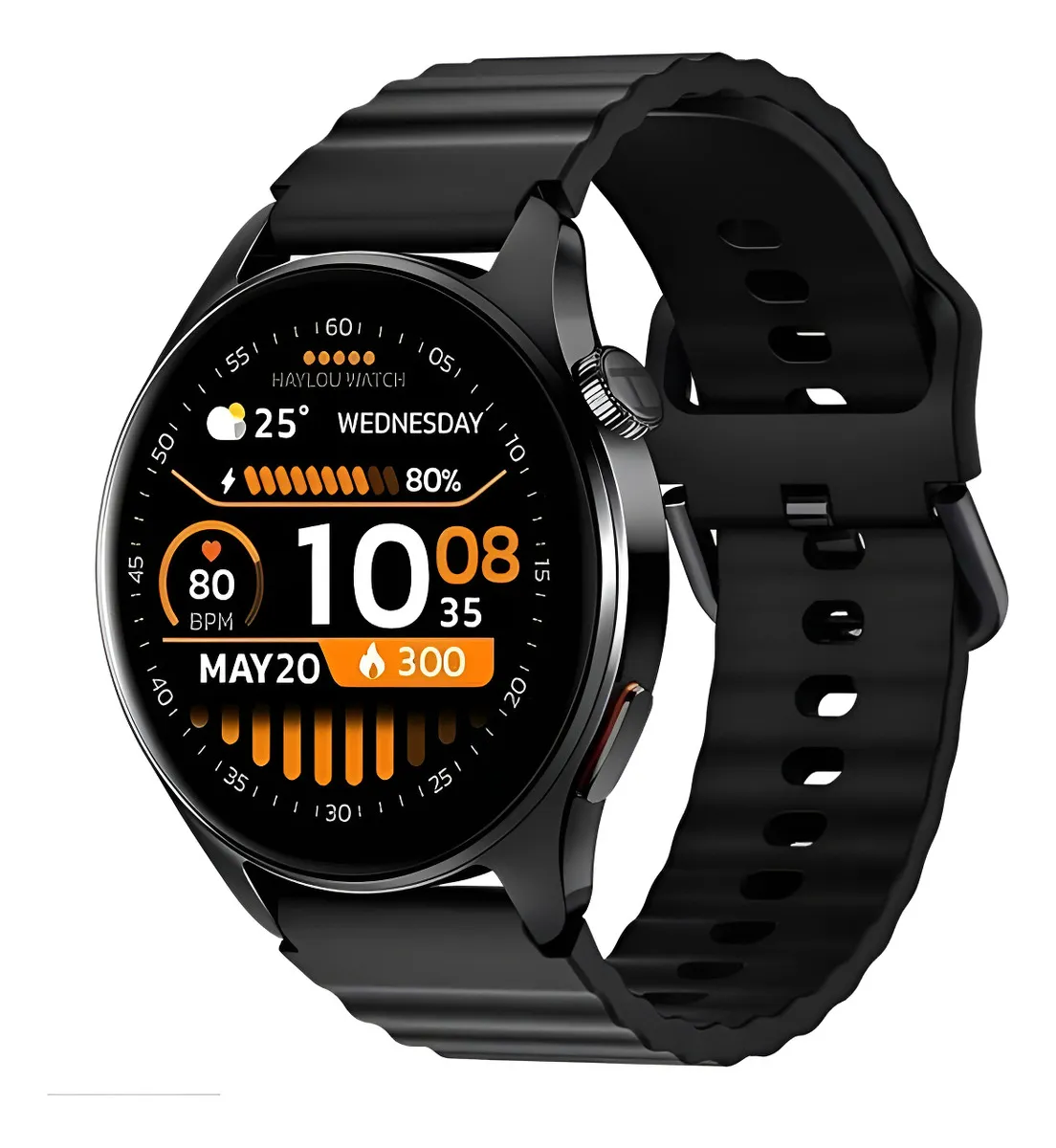 Relógio Haylou Watch 4s Com Gps Display Amoled 1.43 Caixa Preto Pulseira Preta Bisel Preto Desenho Da Pulseira Mesh