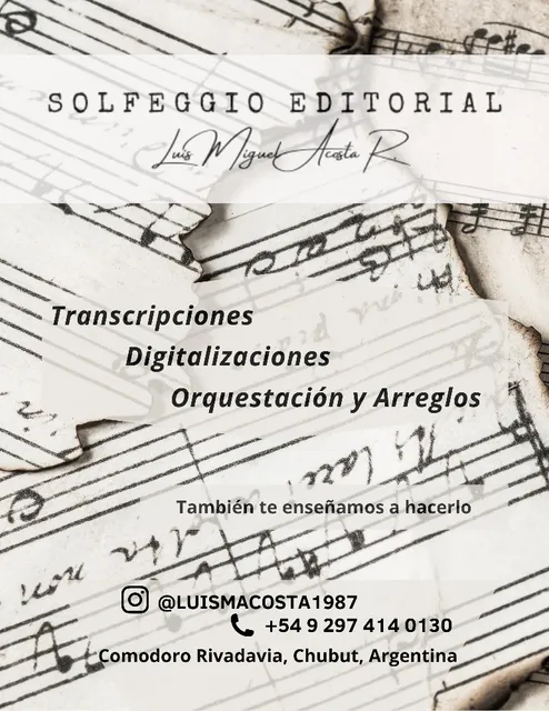 ** ¡partituras Profesionales A Tu Medida! ** 
