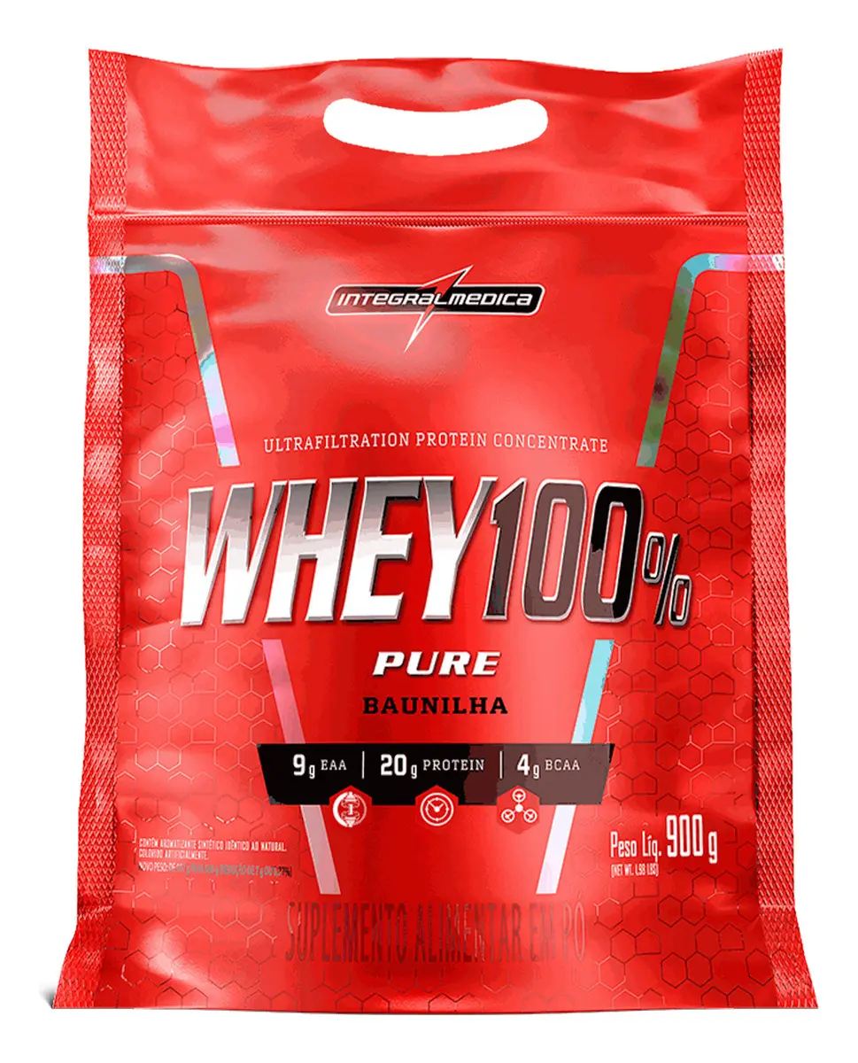 Whey 100% Pure Baunilha 900g Integralmedica - Proteína Concentrada para Crescimento e Definição Muscular