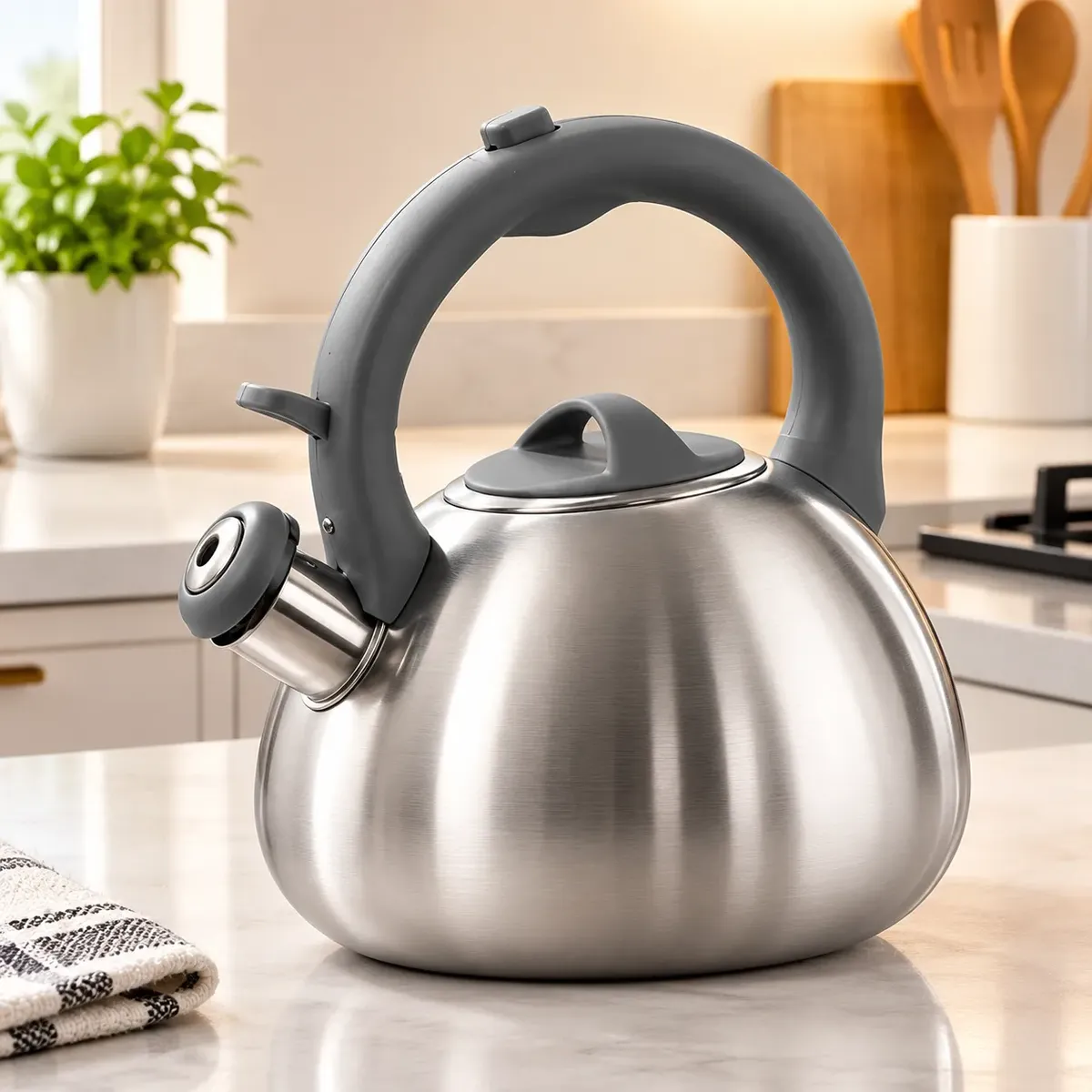 Chaleira Brinox 2,5l Com Apito Aço Inox Para Todos Os Fogões