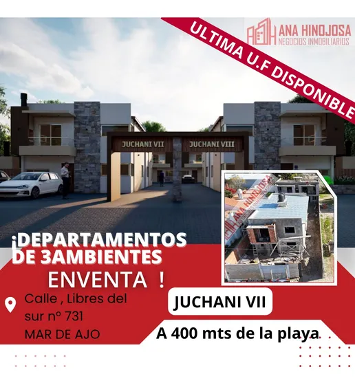  Departamento En Venta Mar De Ajo, 4 Cuadras De La Playa Juchani Vii.lote1