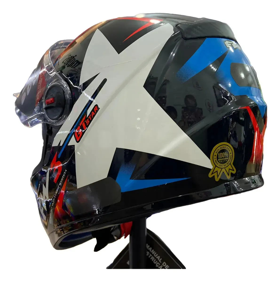 Capacete Fw3 Integral Fechado Gtx Star C/ Óculos Interno — foto 5