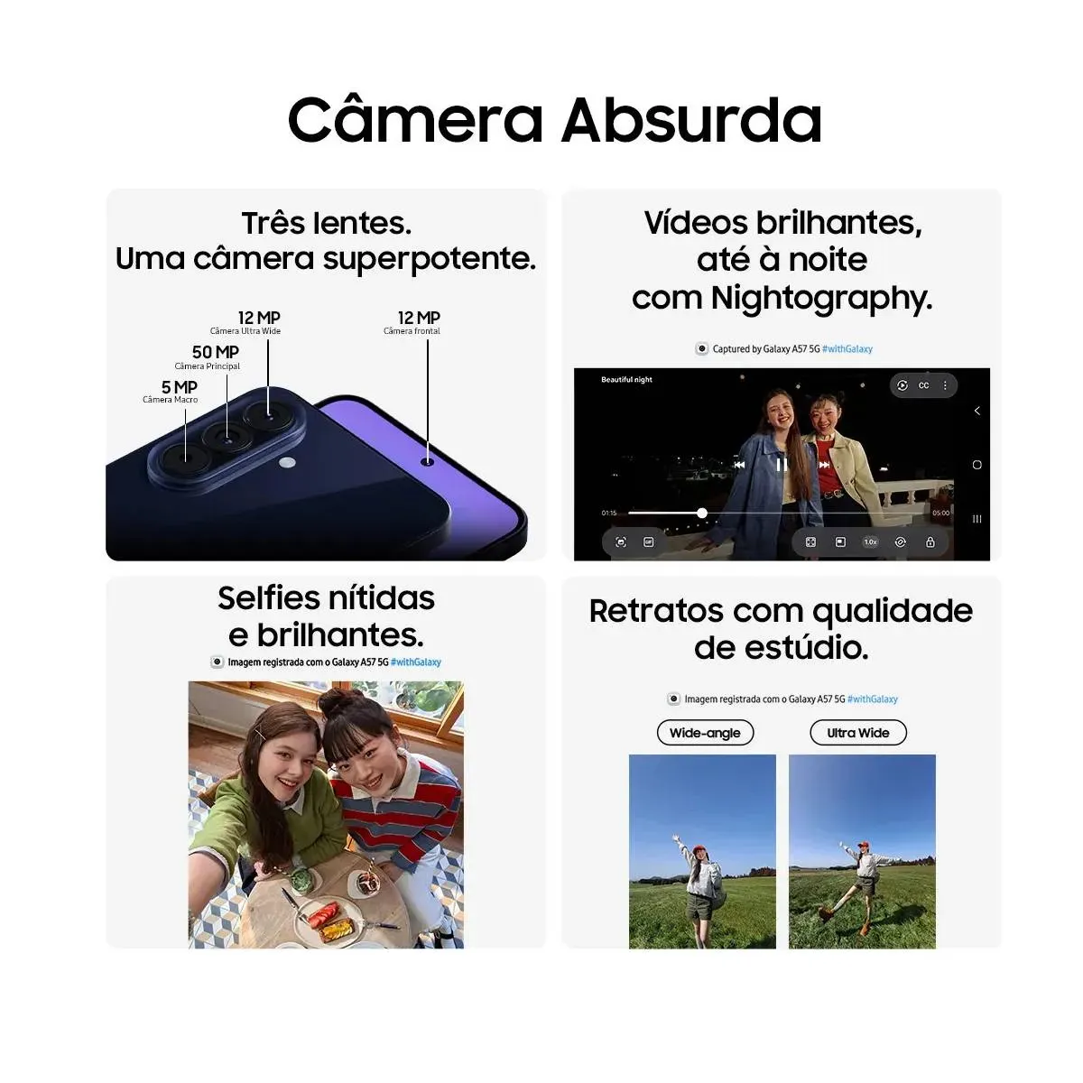 Celular Samsung Galaxy A57 5G 128GB, 8GB RAM, Câmera 50MP, IP68, Super AMOLED 6.7", Recursos AI -Cinza — foto 5 de 6