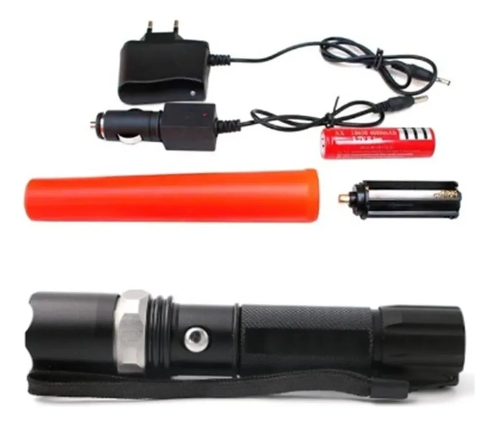 Linterna táctica Swat LED de Cree Police, color: negro, color de la luz: blanco