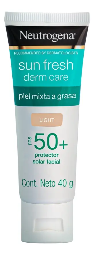 Neutrogena protector solar facial tono claro sun fresh derm care niacinamida FPS50+ 40g