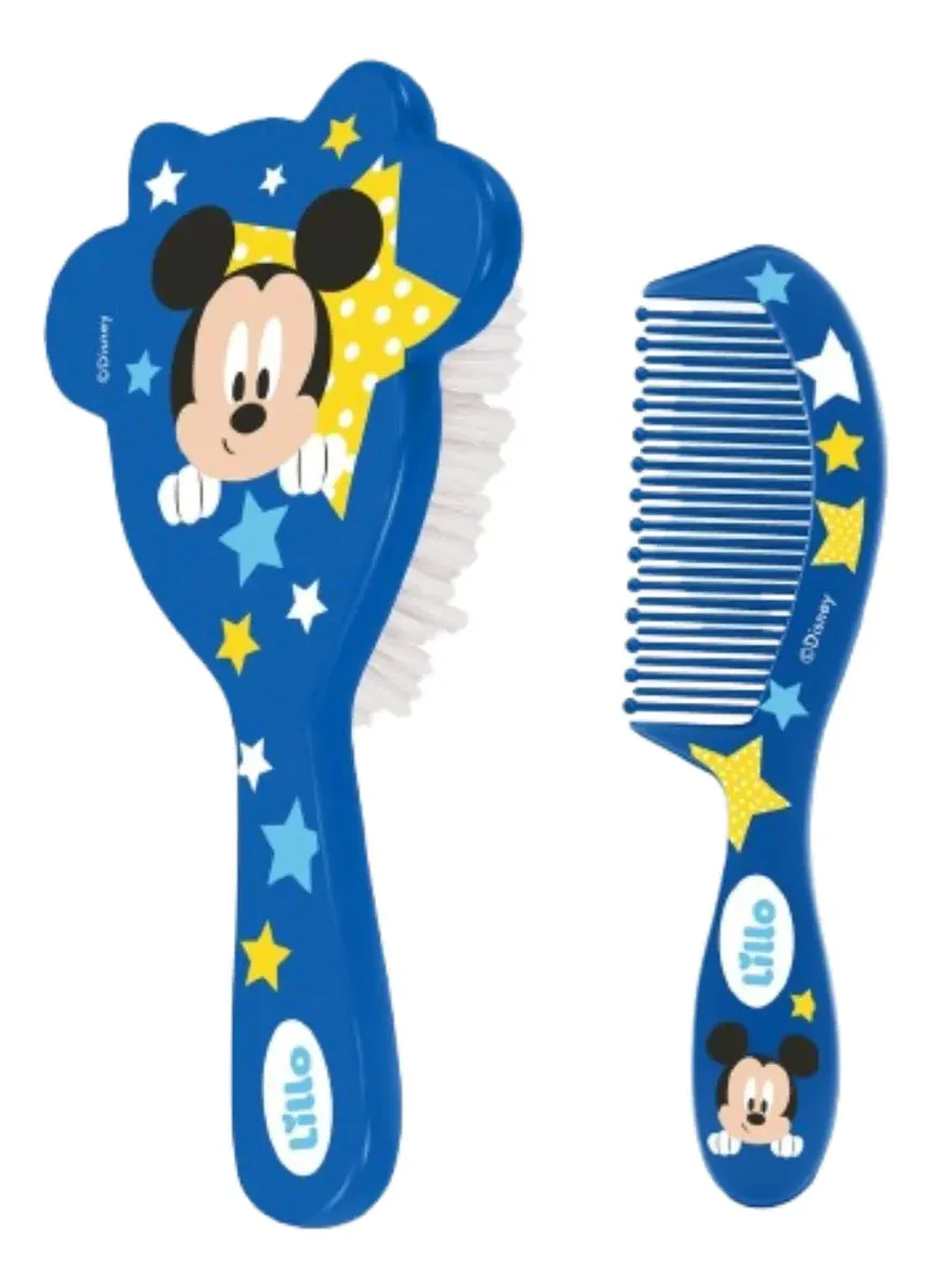 Kit Lillo Disney para bebê — escova e pente, azul