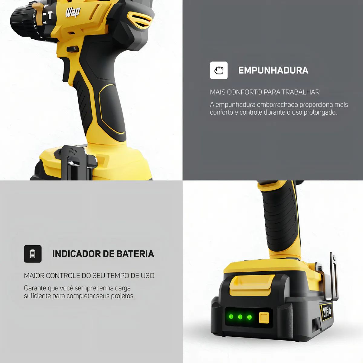 Parafusadeira e Furadeira de Impacto 3/8" WAP K21 ID02 2000 mAh - Imagem 3