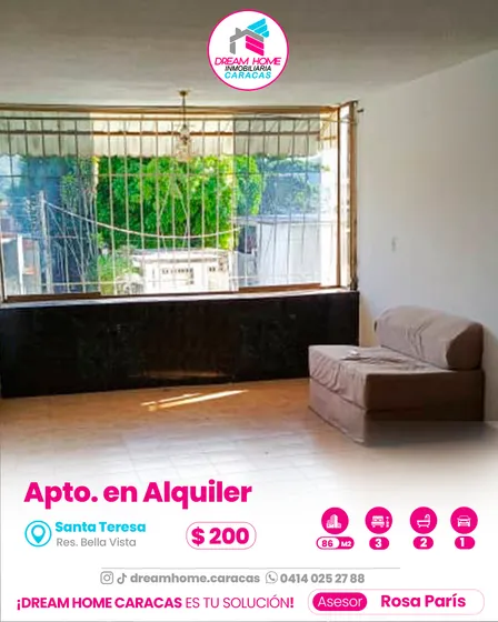Apartamento En Alquiler En Santa Teresa Del Tuy - Res. Bella Vista
