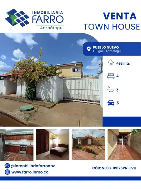En Venta Town House Pueblo Nuevo El Tigre Ve03- 09125pn-lvil